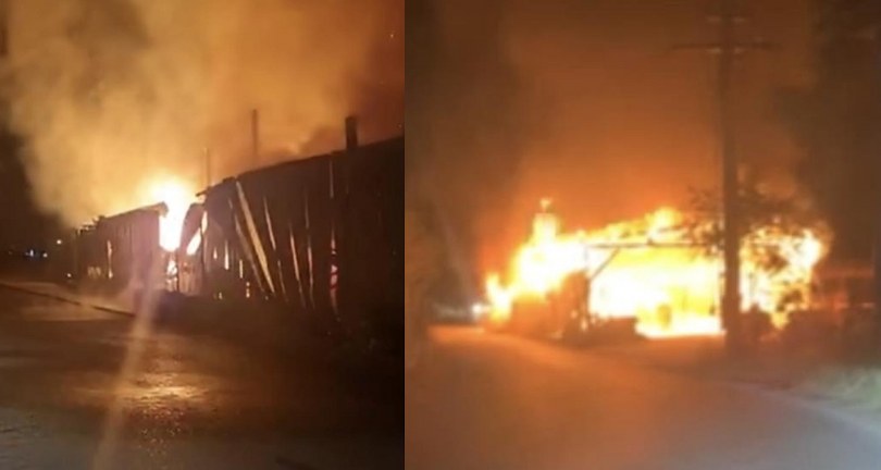 Kereste deposu alev alev yandı