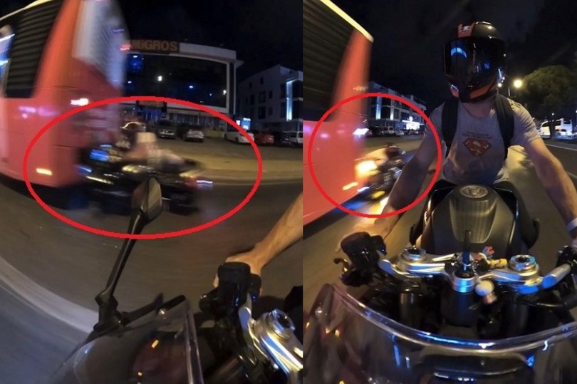 Motosiklet sürücüsü belediye otobüsüne çarptı: O anlar kamerada