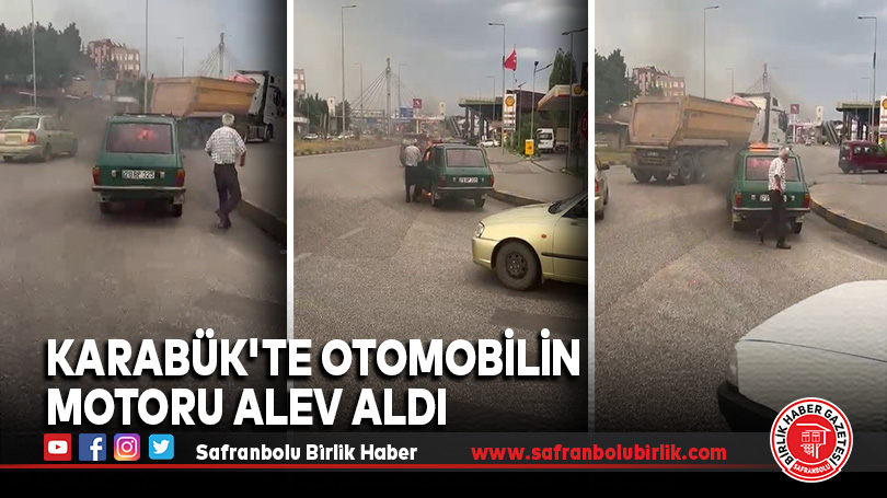 Karabük’te Otomobil Yangınına Sürücüler El Attı