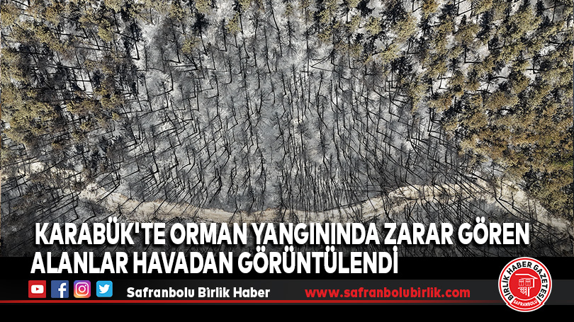 Karabük’te orman yangınında zarar gören alanlar havadan görüntülendi