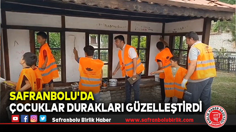 Safranbolu’da Çocuklar Durakları Güzelleştirdi