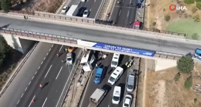 Ankara’da 11 kişinin öldüğü otobüs kazasının bulunduğu alan böyle görüntülendi