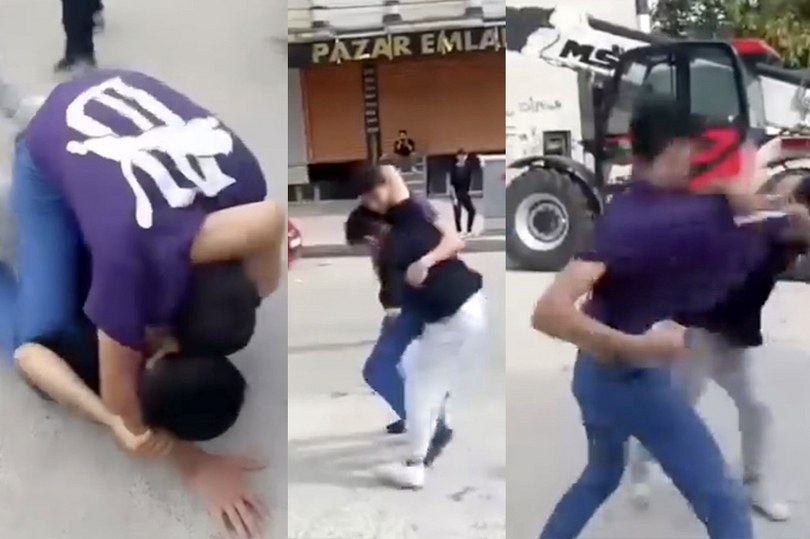 Kavga eden arkadaşlarını boks ringindeymiş gibi izleyip tezahürat ettiler