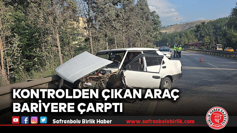 Kontrolden Çıkan Araç Bariyere Çarptı