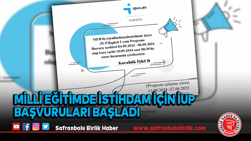 Milli Eğitimde İstihdam İçin İUP Başvuruları Başladı
