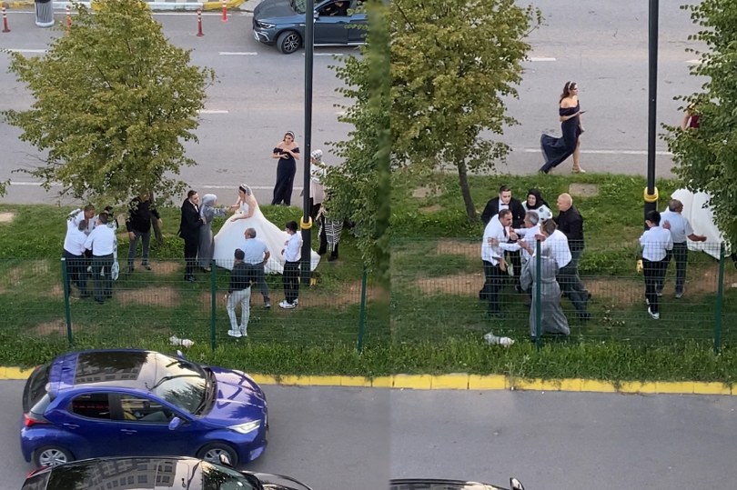 Gelin ve damat kavganın ortasında kaldı