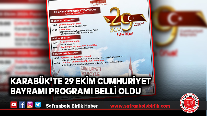 Karabük’te 29 Ekim Cumhuriyet Bayramı Programı Belli Oldu