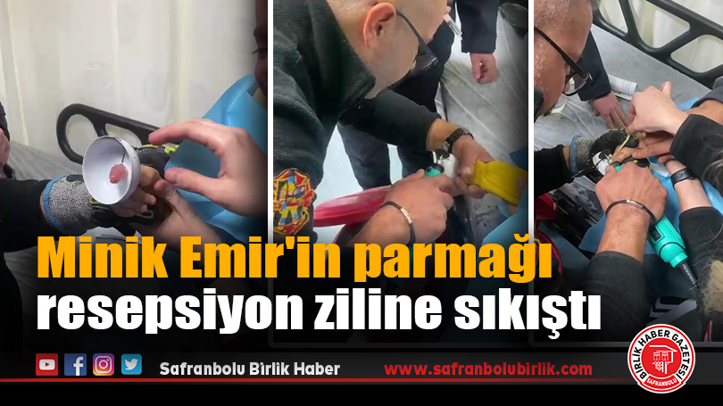 Minik Emir’in parmağı resepsiyon ziline sıkıştı