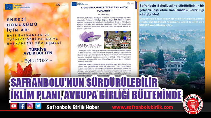 Safranbolu’nun Sürdürülebilir İklim Planı, Avrupa Birliği Bülteninde
