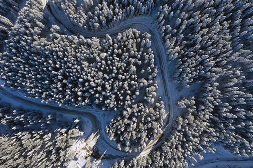 Ilgaz Dağı’nda karla kaplı ormanlara güneş eşlik etti