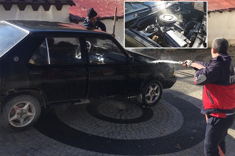 Hareket halindeki Fiat Tofaş alev alev yandı