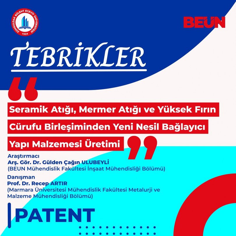 Yenilikçi Yapı Malzemesi Projesi Patent Aldı