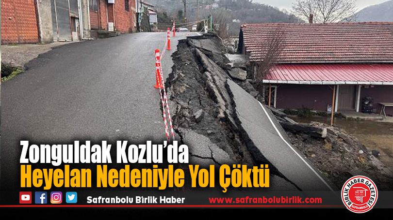 Zonguldak Kozlu’da Heyelan Nedeniyle Yol Çöktü