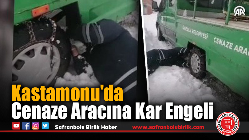 Kastamonu’da Cenaze Aracına Kar Engeli