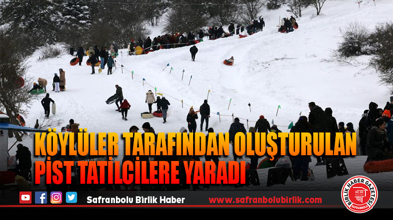 Köylüler tarafından oluşturulan pist tatilcilere yaradı