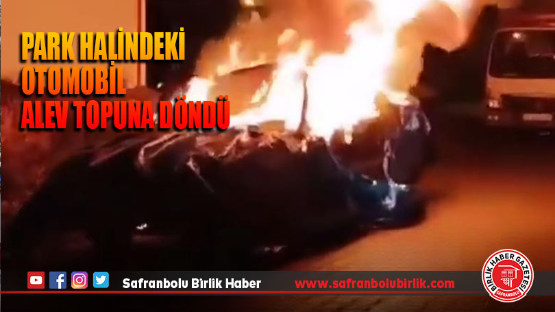 Park halindeki otomobil alev topuna döndü