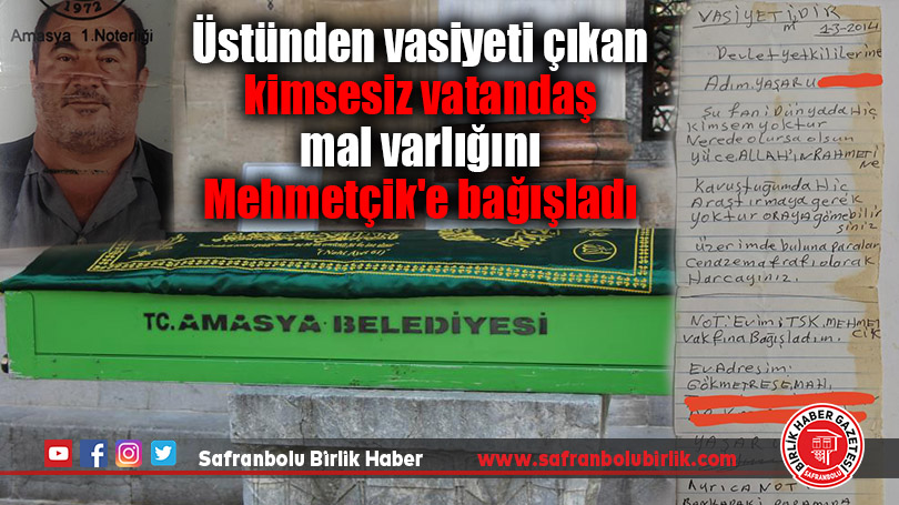 Üstünden vasiyeti çıkan kimsesiz vatandaş mal varlığını Mehmetçik’e bağışladı