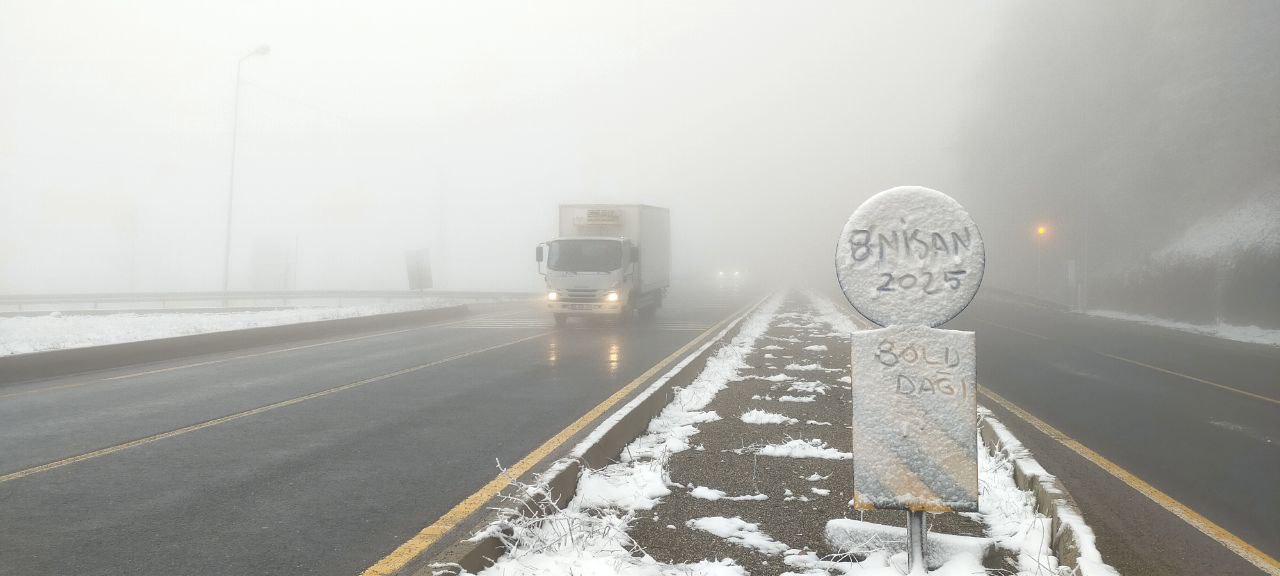 Bolu Dağı’nda kar yağışı ve sis