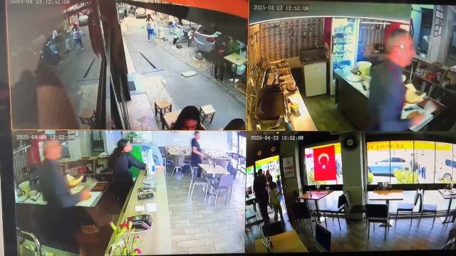 Kafe ve restoranlardaki kaçış anı kameraya yansıdı