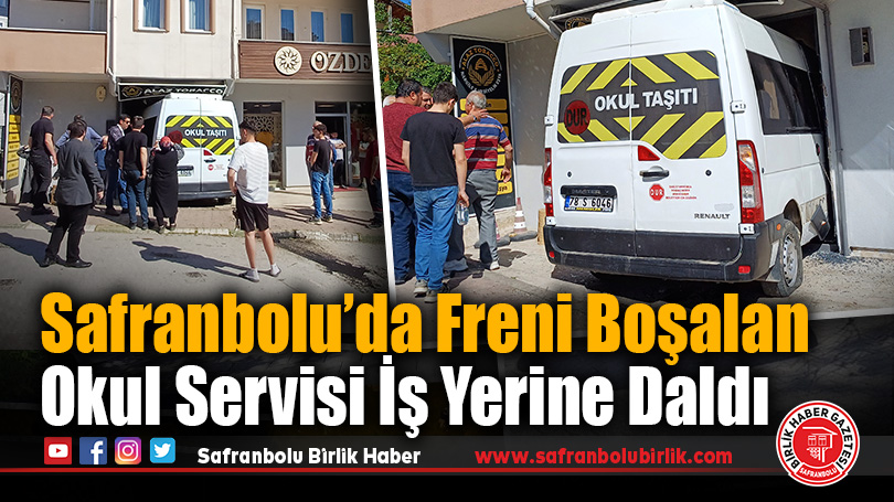 Freni Boşalan Okul Servisi İş Yerine Daldı: Şans Eseri Yaralanan Olmadı