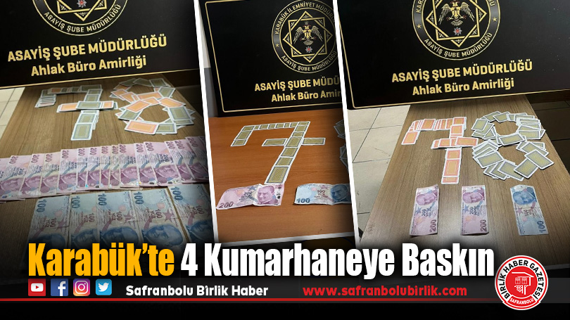 Karabük’te Kumar Denetimi: 4 İş Yerine Adli İşlem, 22 Kişiye 203 Bin Lira Ceza