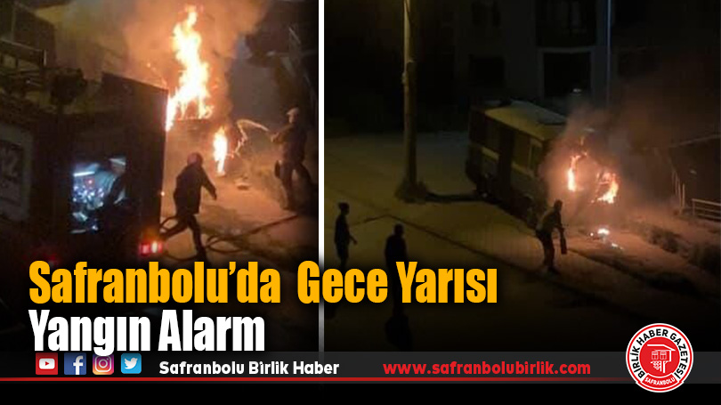 Safranbolu’da Park Halindeki Minibüs Alev Aldı