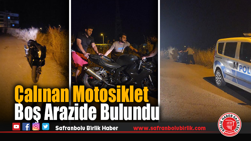 Çalınan Motosiklet Boş Arazide Bulundu
