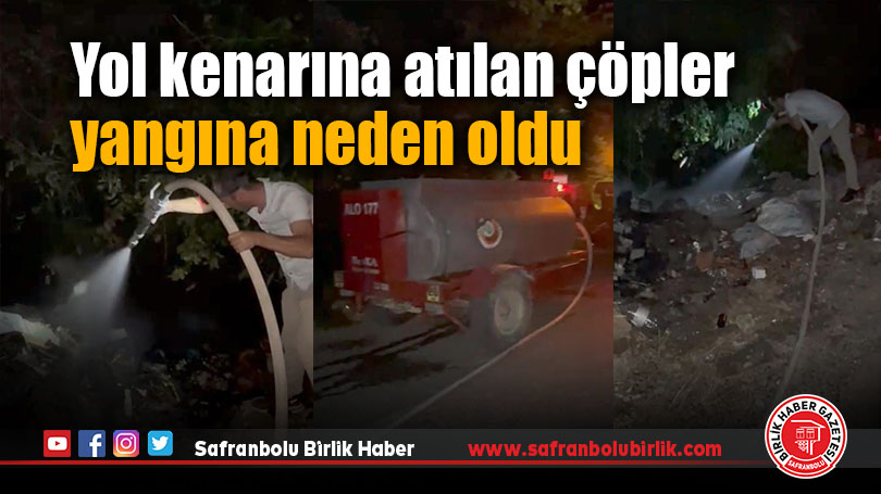 Yol kenarına atılan çöpler yangına neden oldu