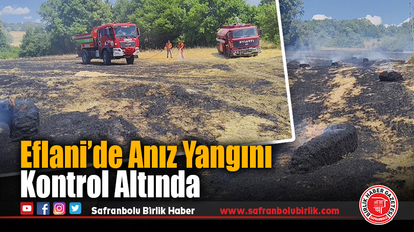 Eflani’de Anız Yangını Yerleşim ve Orman Alanına Sıçramadan Söndürüldü