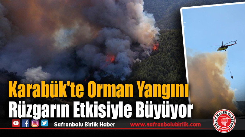 Karabük’te orman yangını rüzgarın etkisiyle büyüyor