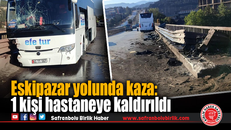 Köprü bariyerlerine çarpan otobüste 1 yaralı