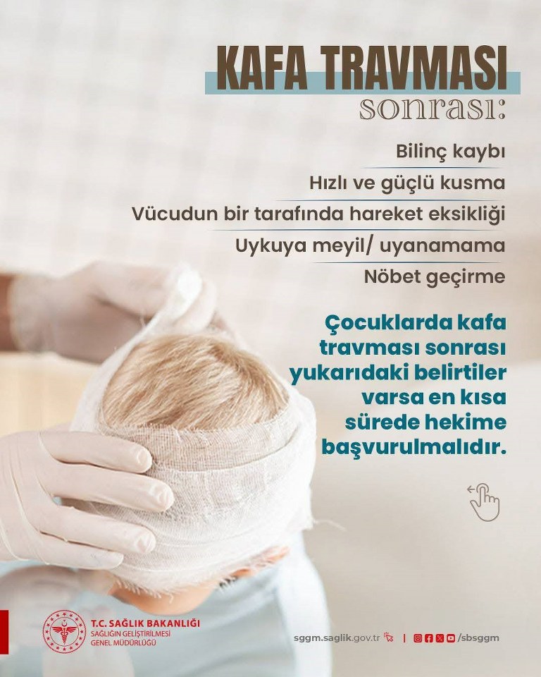 Çocuklarda kafa travmasına dikkat