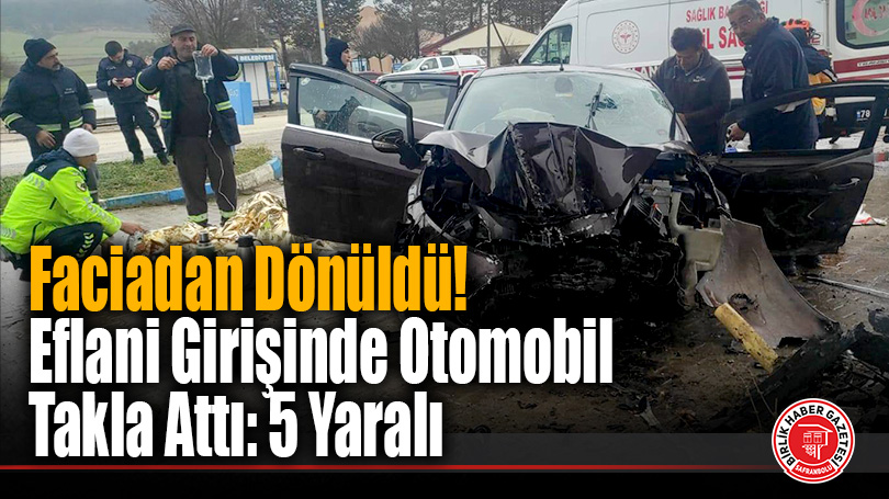 Eflani Girişinde Dehşet Anları: Takla Atan Otomobil Akaryakıt İstasyonunda Durabildi!