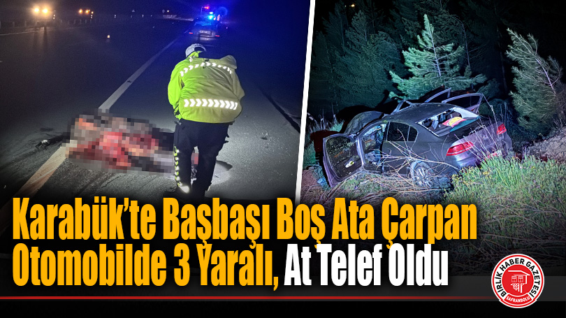 Karabük’te Başbaşı Boş Ata Çarpan Otomobilde 3 Yaralı, At Telef Oldu