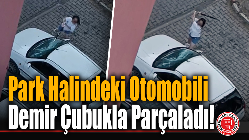 Park Halindeki Otomobili Demir Çubukla Parçaladı!