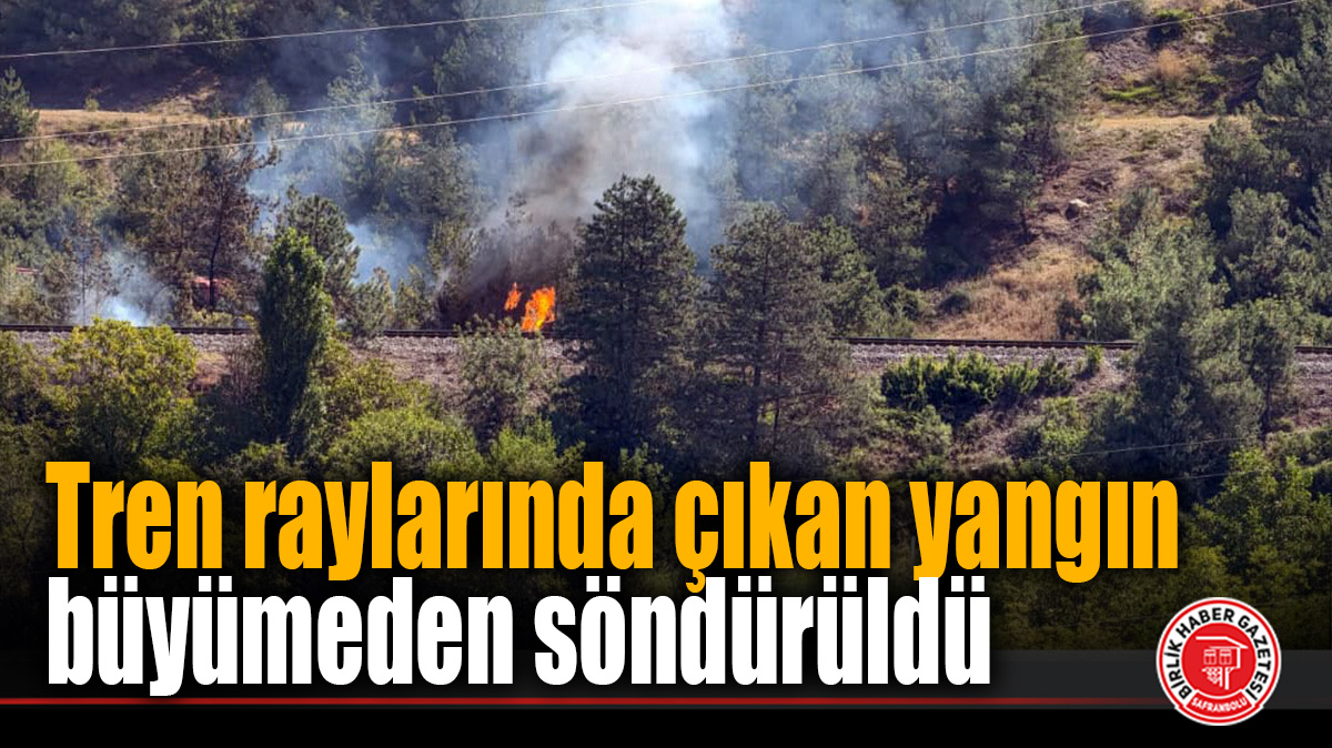 Tren raylarında çıkan yangın büyümeden söndürüldü