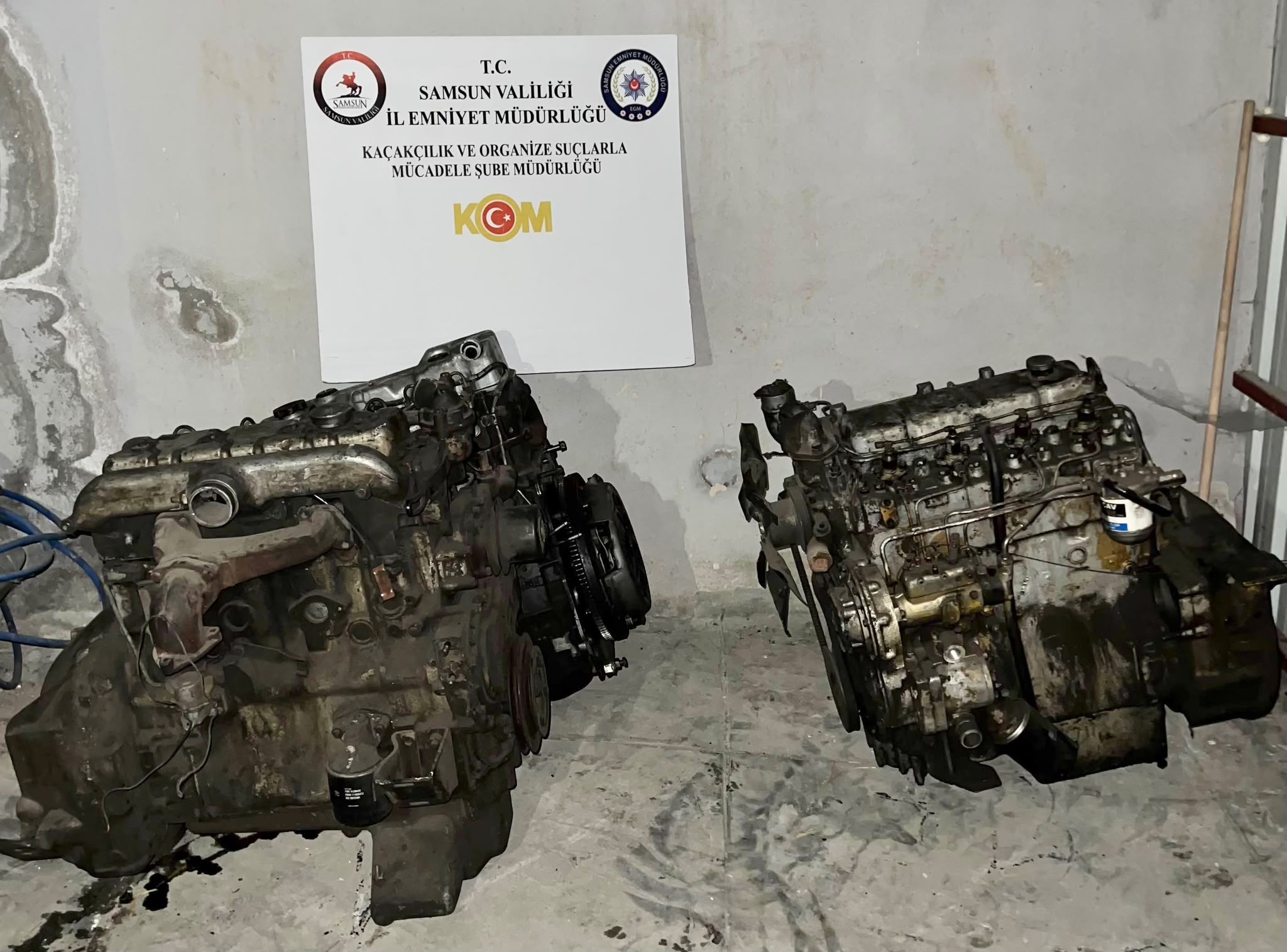 Samsun’da kaçak otomobil motorlarına el konuldu